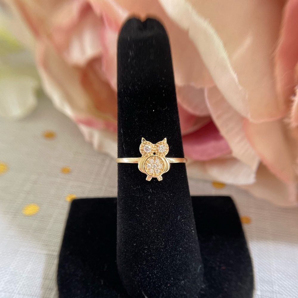 14K Gold Owl Ring